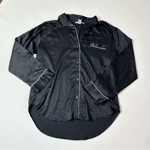 Victoria's Secret Black Satin Women's Sleep Shirt Sz M